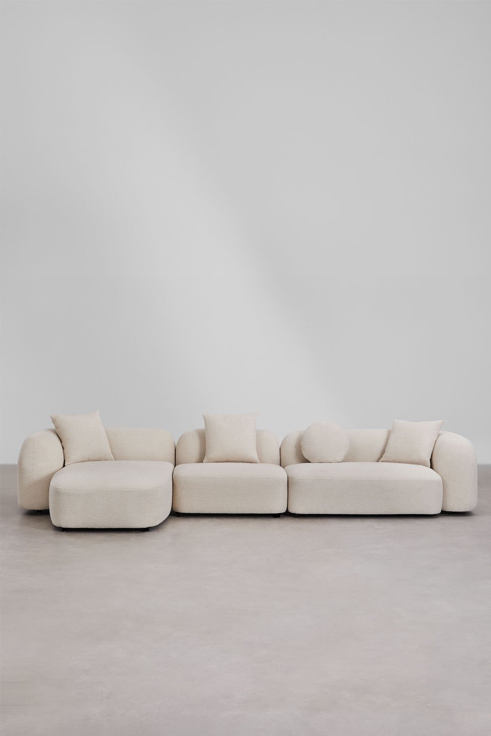 Modulaire 3-delige chaise longue zitbank links in Coco chenille, galerij beeld 3