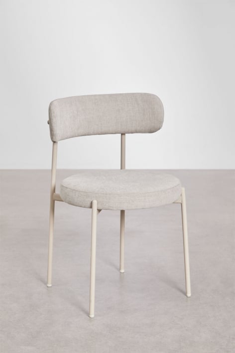 Set van 2 Anisa gestoffeerde eetkamerstoelen - Gebroken Wit Chenille
