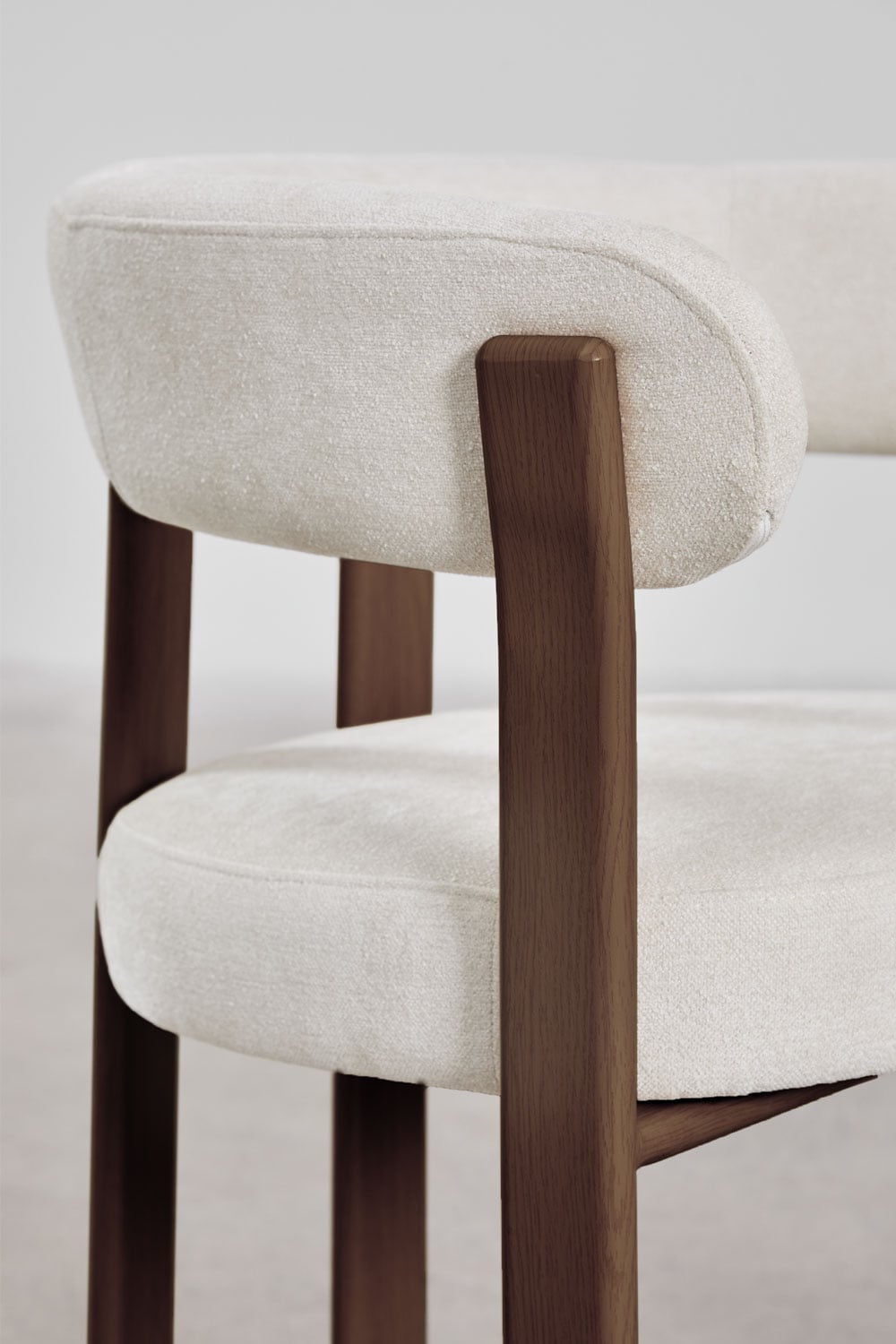 Set van 4 gestoffeerde eetkamerstoelen met armleuningen en ijzeren frame Jolie, galerij beeld 6