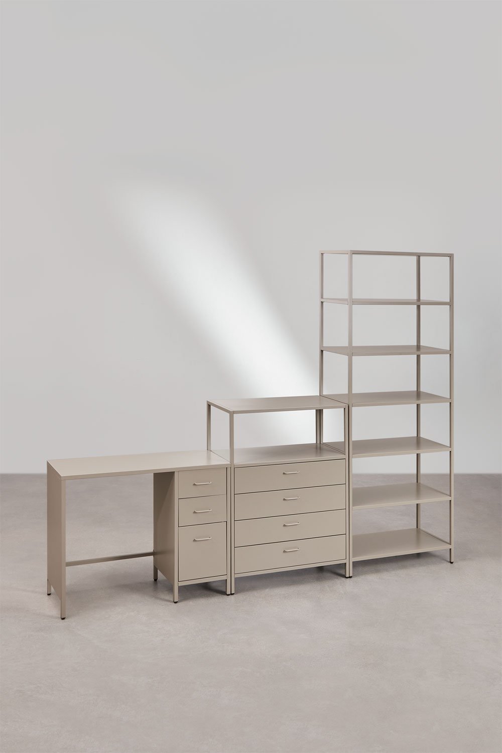 Bureau set met lades, ladekast en stalen plank Janine, galerij beeld 3