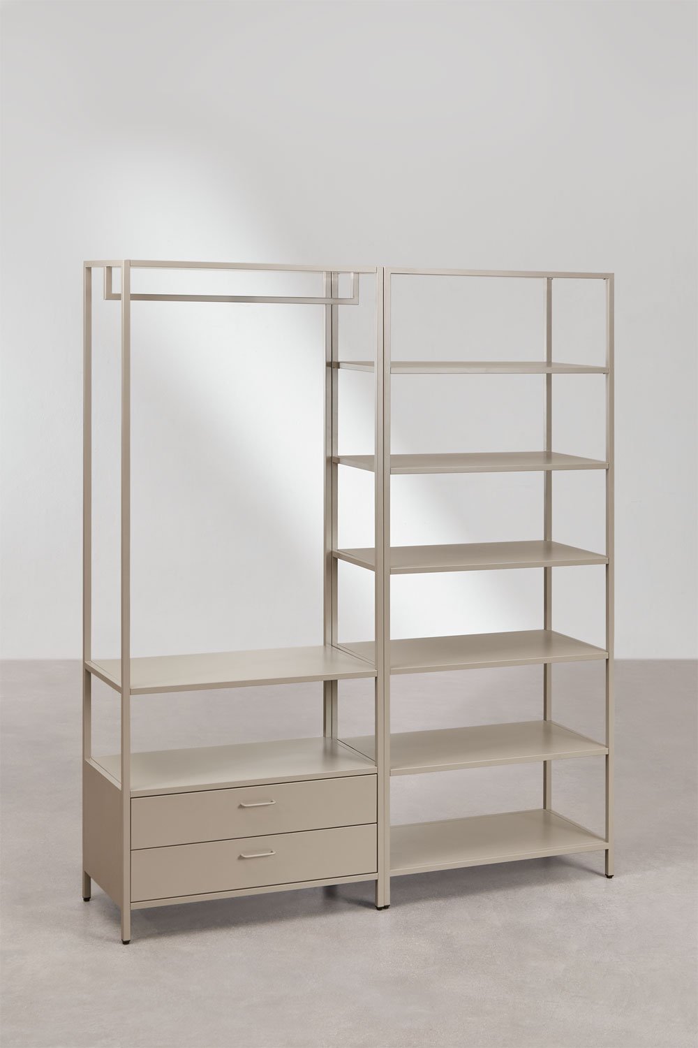 Janine 2-delige open modulaire kledingkast met lades en stalen planken, galerij beeld 3