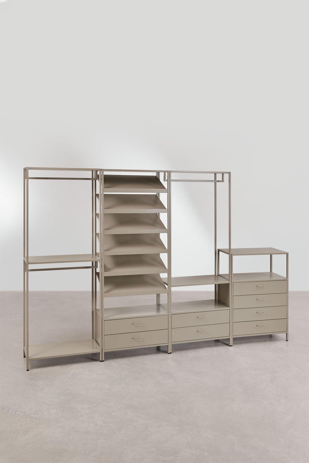 Janine 4-delige open modulaire kledingkast met stalen lades, galerij beeld 4