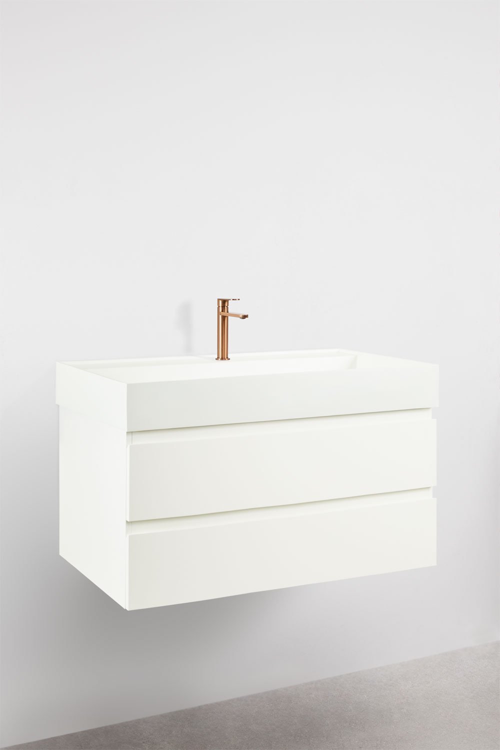 Badkamermeubelset van hout en essenhoutfineer met geïntegreerde wastafel Ona, galerij beeld 3