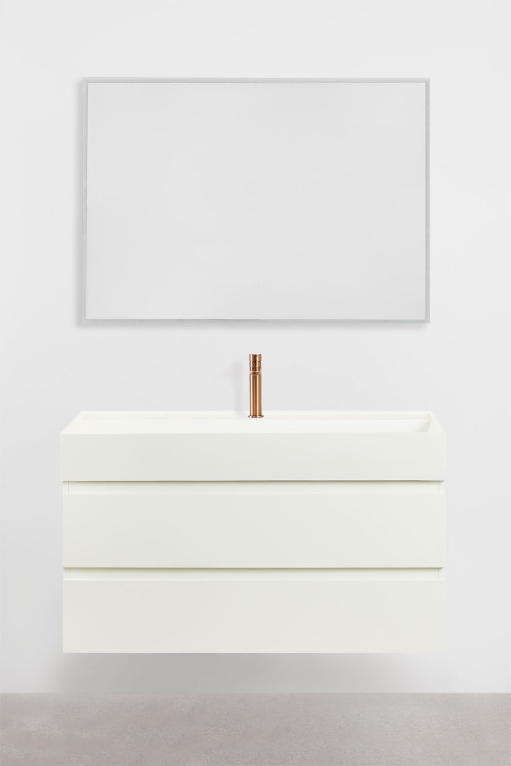 Badkamermeubelset van hout en essenhoutfineer met geïntegreerde wastafel Ona, galerij beeld 2
