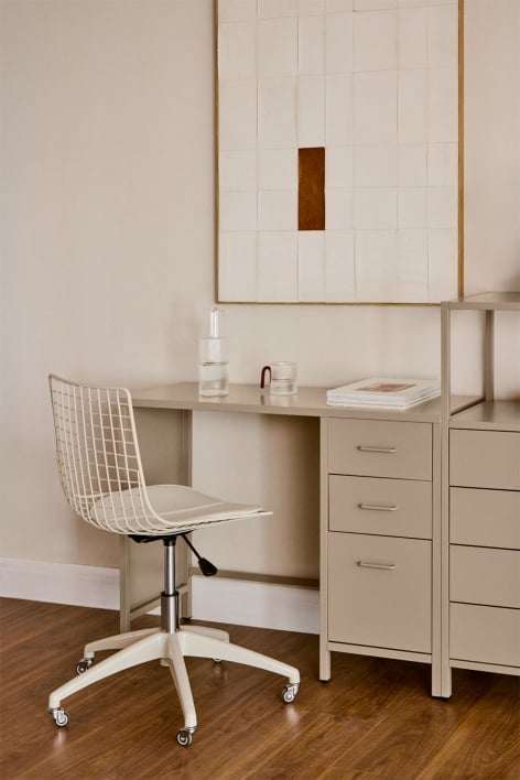 Bureau van staal met lades Janine - Moka Bruin