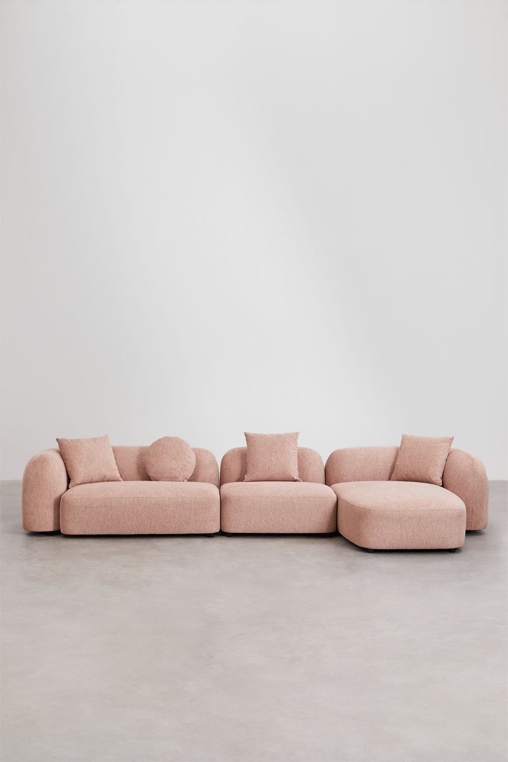 Modulaire bank met chaise longue rechts, 3-delig in chenille Coco, galerij beeld 3