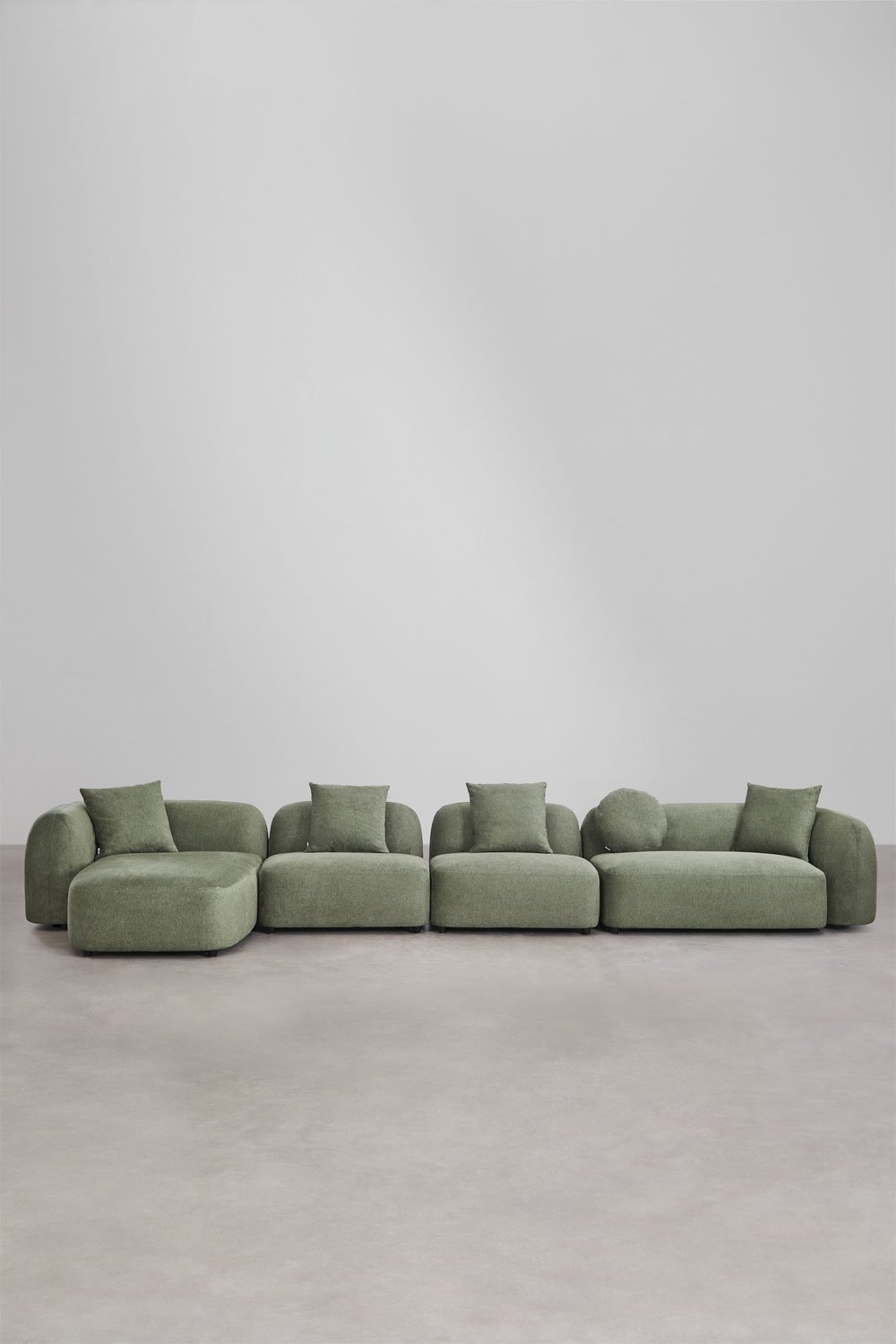 Modulaire 4-delige chaise longue zitbank links in Coco chenille, galerij beeld 4