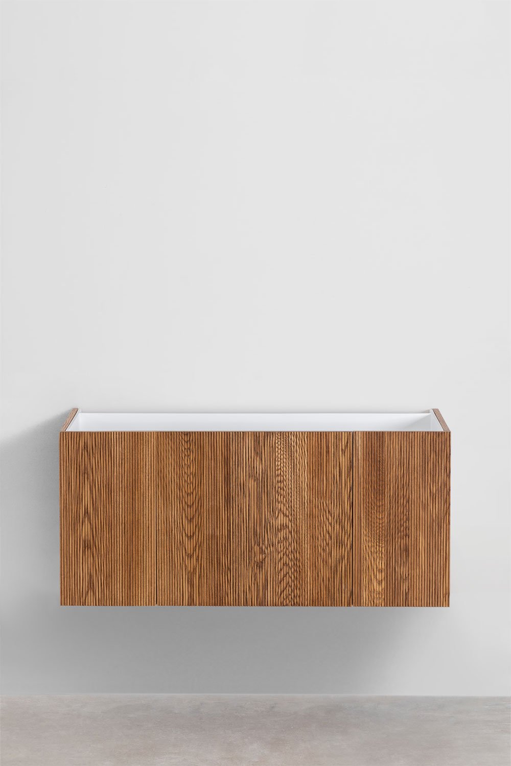 Conjunto vanité zwevend 120x50 cm in hout met geïntegreerde wastafel Fiore, galerij beeld 2