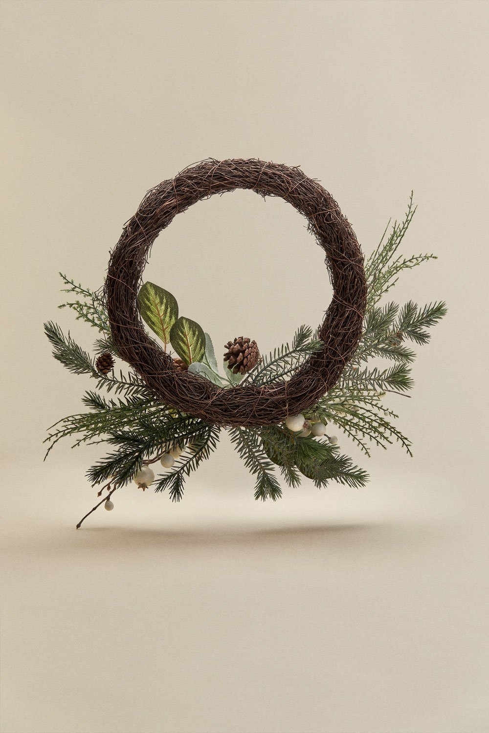 Decoratieve kerstkrans van rotan met dennenappels Kione, galerij beeld 5