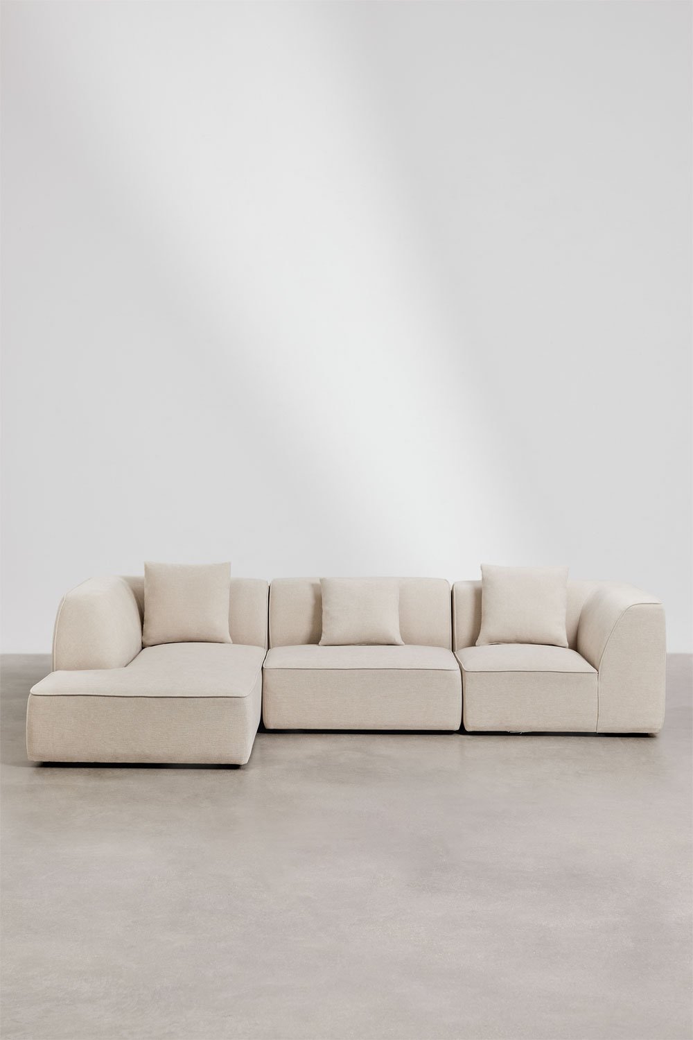 Cardea gestoffeerde 3-delige chaise longue modulaire bank links, galerij beeld 3