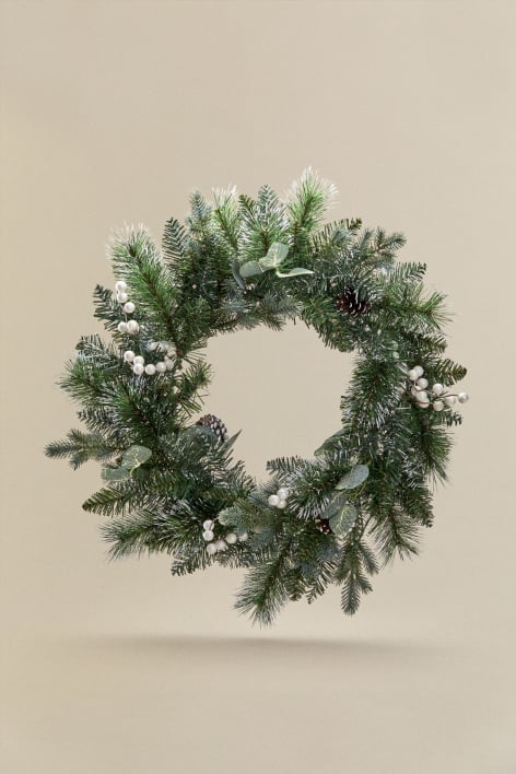 Decoratieve kerstkrans Ø60 cm met dennenappels en Bhumi-lampjes