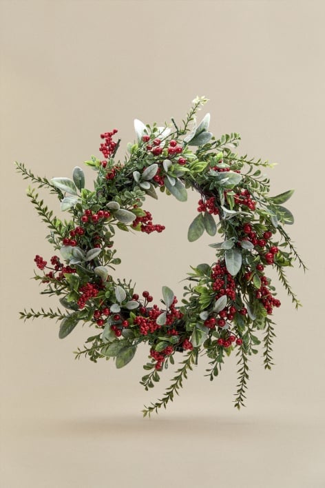 Decoratieve kerstkrans Ø60 cm met Lunaria lampjes
