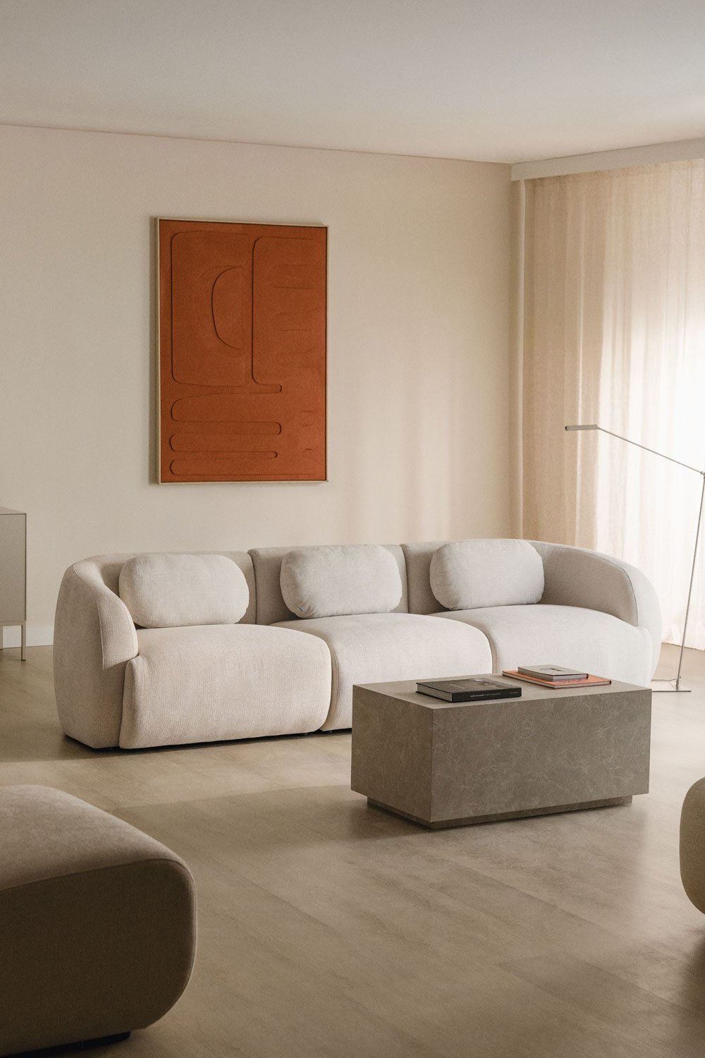 Coquette 3-delige chenille modulaire bank, galerij beeld 1