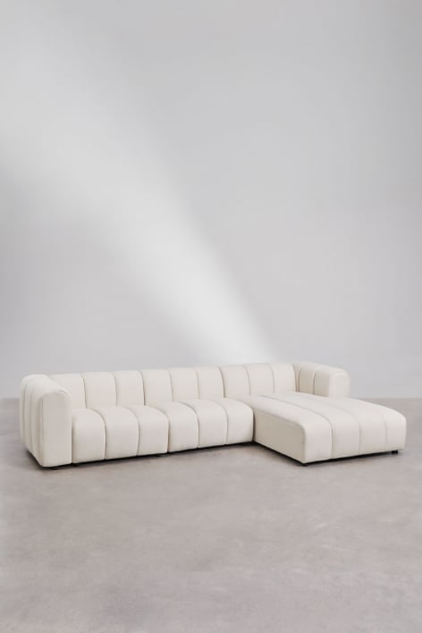 3-delige modulaire chaise longue zitbank rechts in boucléstof Eliot
