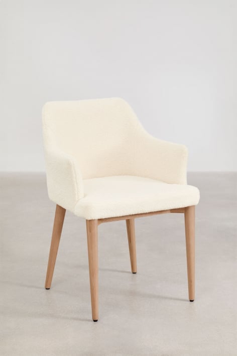 Set van 2 eetkamerstoelen met armleuningen van Banfil shearling