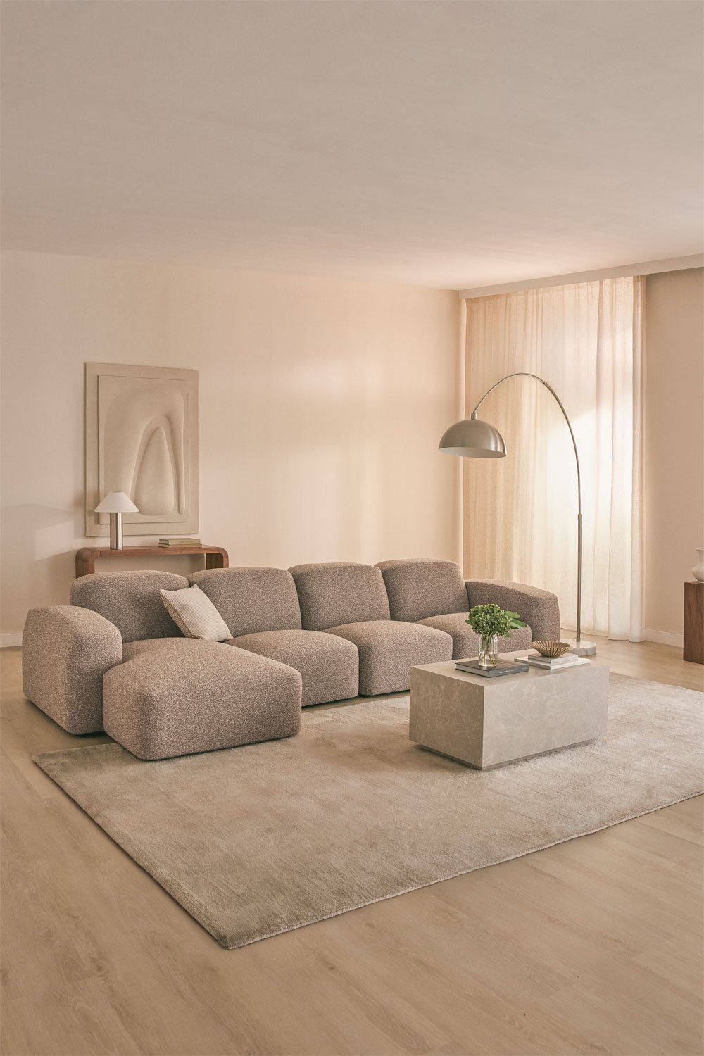 Bastian 4-delige chaise longue modulaire bank links, galerij beeld 1