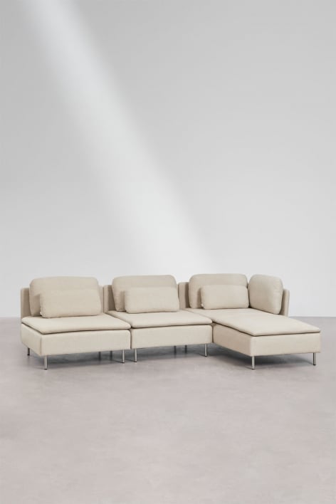 Oriol 3-delige modulaire chaise longuebank aan de rechterkant - Stof Crème Beige