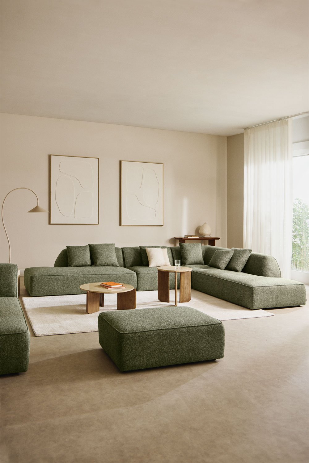 Cardea 4-delige modulaire hoekbank met dubbel gestoffeerde chaise longue, galerij beeld 1