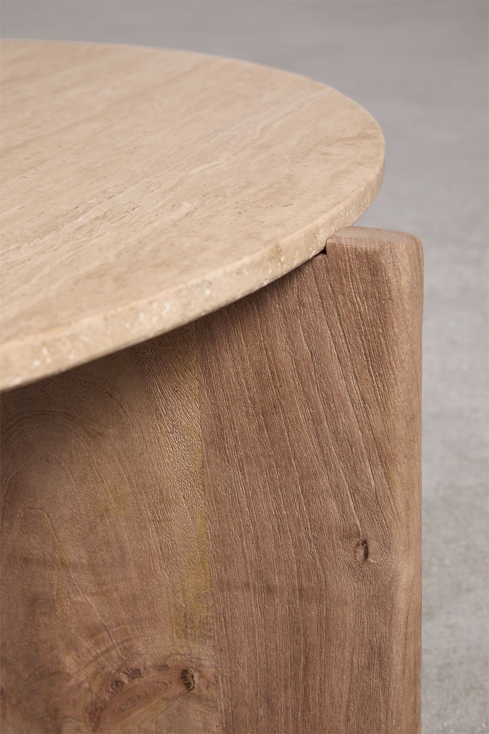 Ronde salontafel van natuursteen en mangohout Lavinia, galerij beeld 7