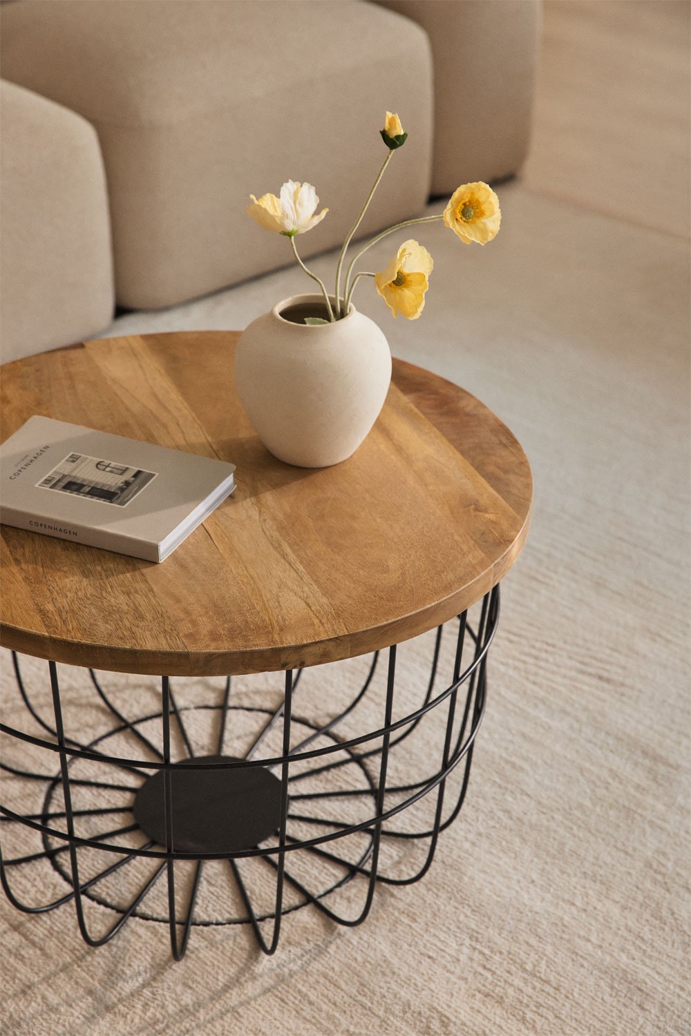 Ronde salontafel in mangohout en staal (Ø62 cm) Ket, galerij beeld 2