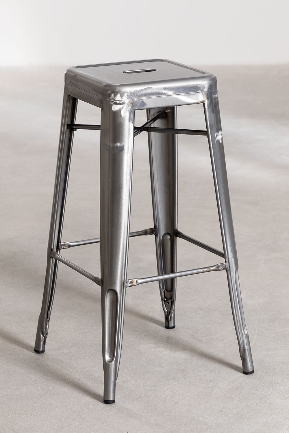Set van 4 hoge krukken 75 cm van chroomgrijs staal Lix, galerij beeld 3