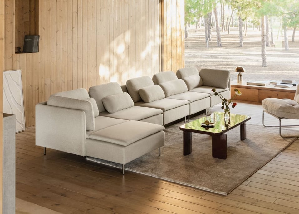 Oriol 5-delige chaise longue modulaire bank met hoekelement aan de linkerkant