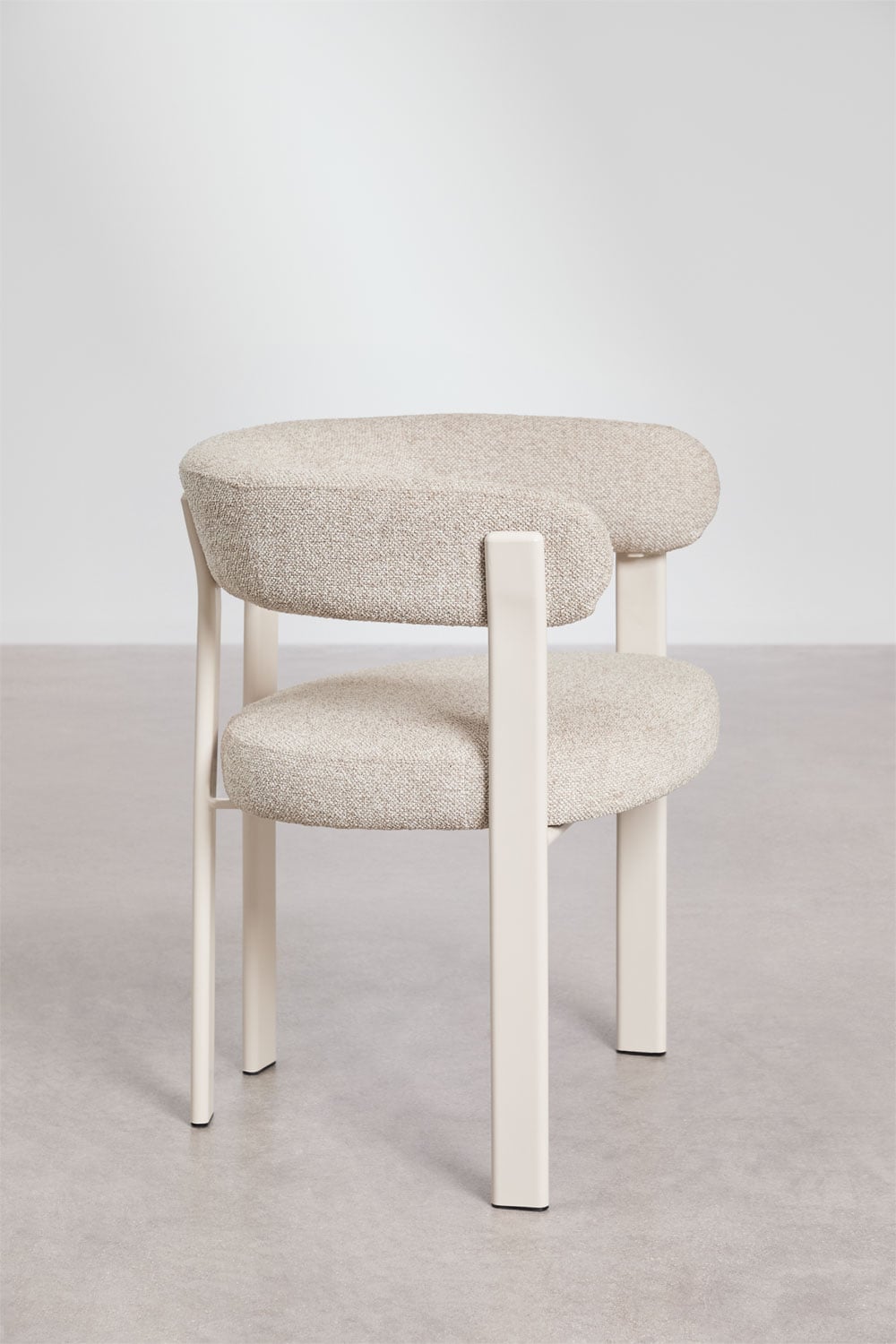 Set van 4 gestoffeerde eetkamerstoelen met armleuningen en ijzeren frame Jolie, galerij beeld 4