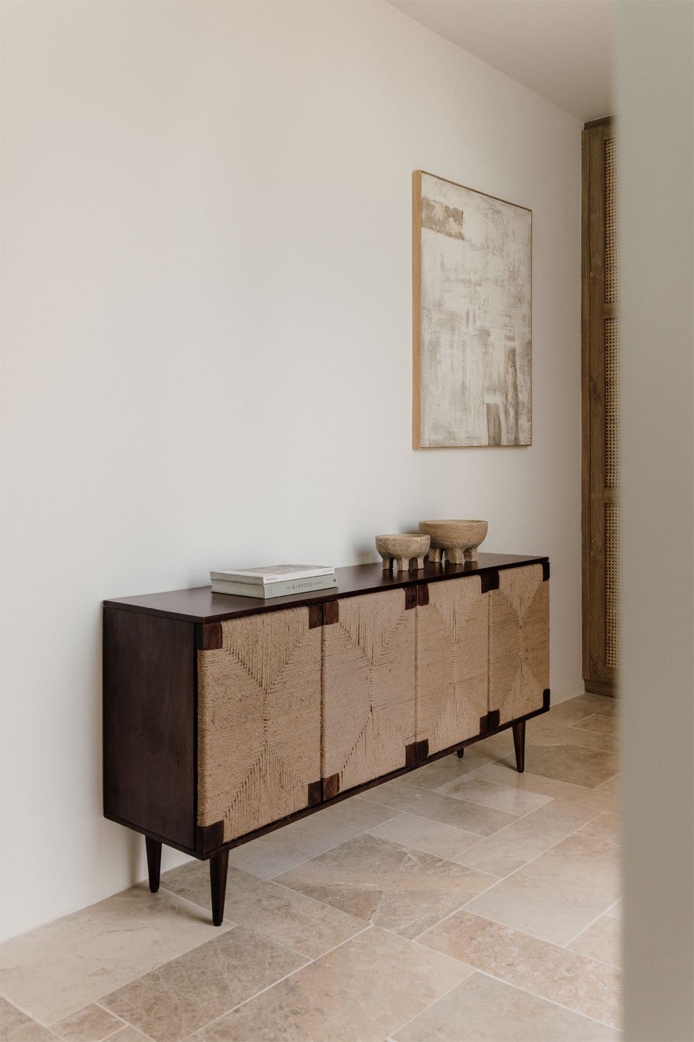 Evans dressoir van mangohout en jute          , galerij beeld 1