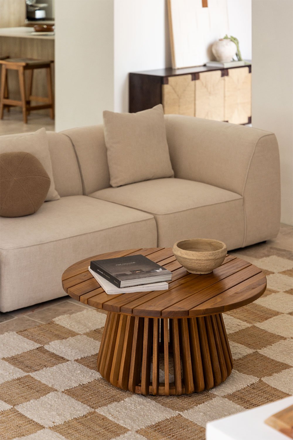 Ronde salontafel van acaciahout (Ø80 cm) Mura, galerij beeld 1