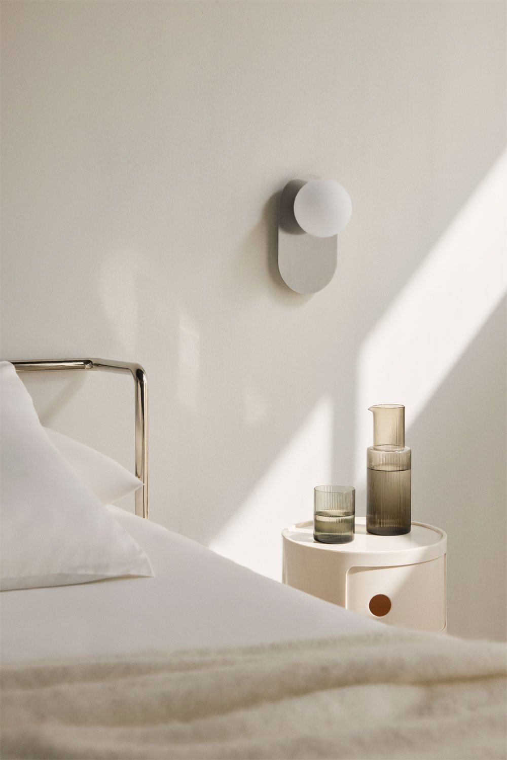Nacariel wandlamp van roestvrij staal en glas, galerij beeld 1