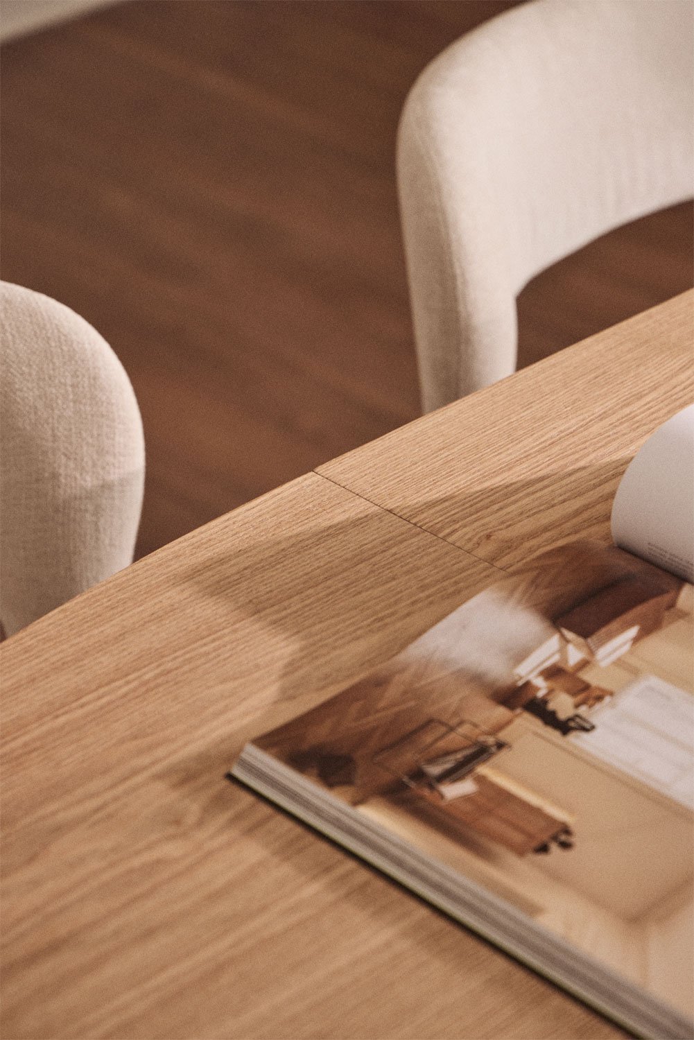 Ovale eettafel 160-200x100 cm uitschuifbaar in MDF en fineer Gala, galerij beeld 2