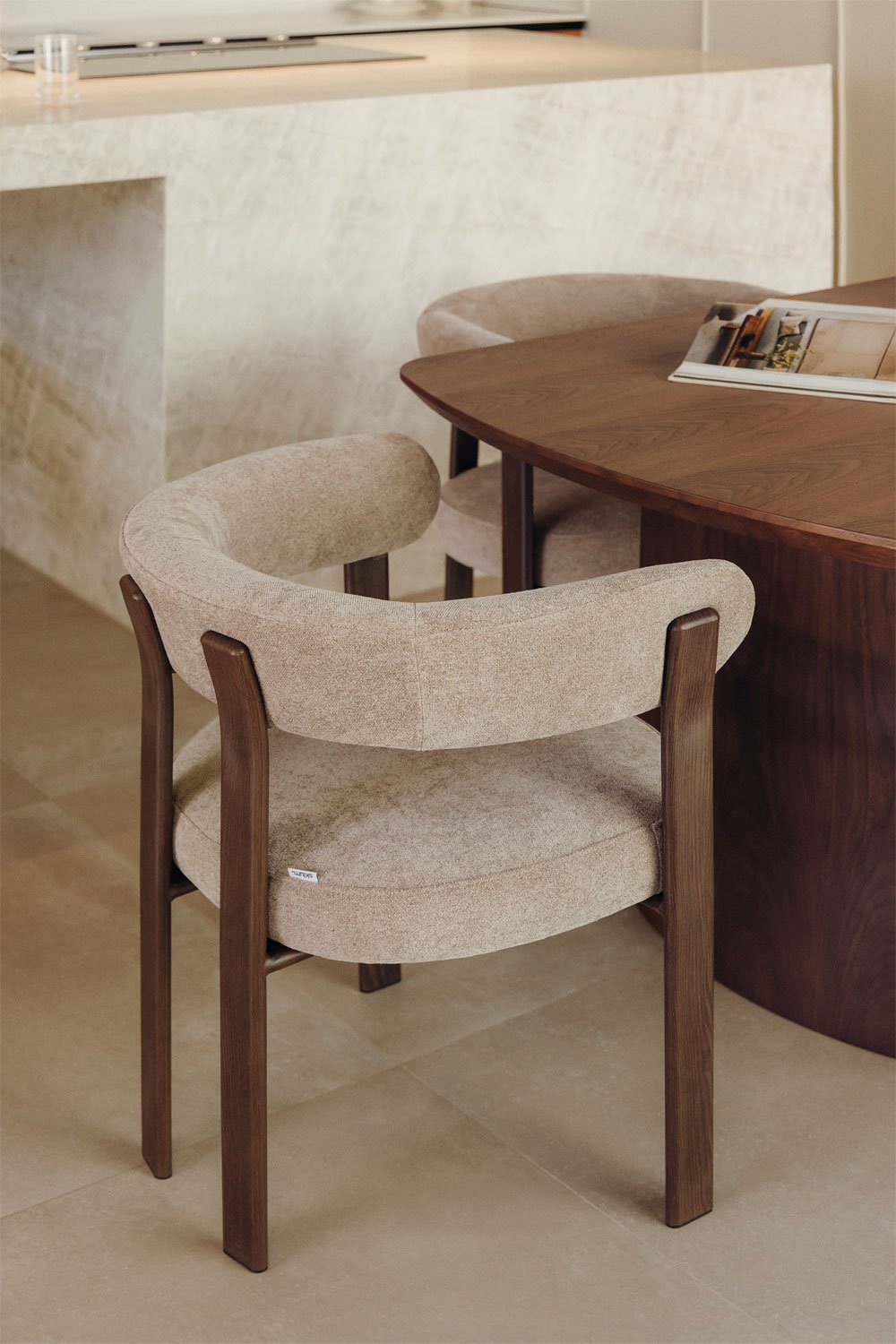 Set van 2 gestoffeerde eetkamerstoelen met armleuningen en ijzeren frame Jolie, galerij beeld 1