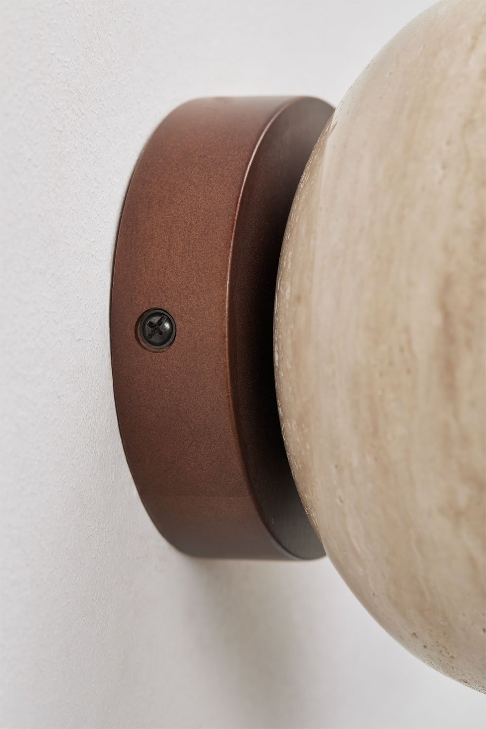 Wandlamp Ø15 cm in travertijn en Davise hout, galerij beeld 5