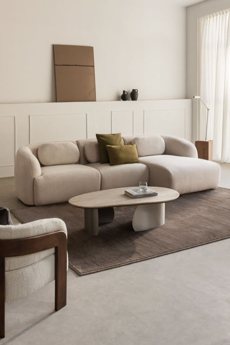 3-delige modulaire rechter chaise longue bank in chenille Coquette