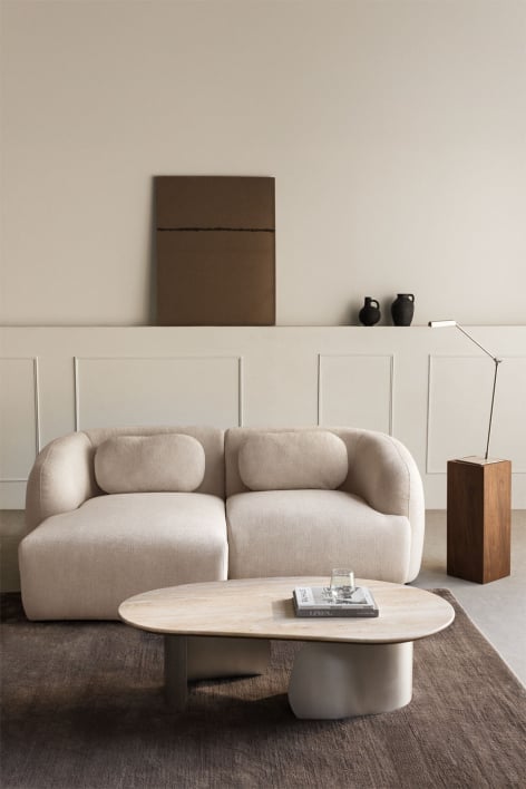 2-delige linker chaise longue modulaire bank in chenille Coquette