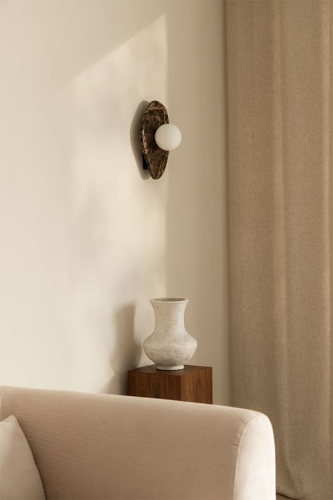 Conklin marmeren wandlamp met kristallen bol