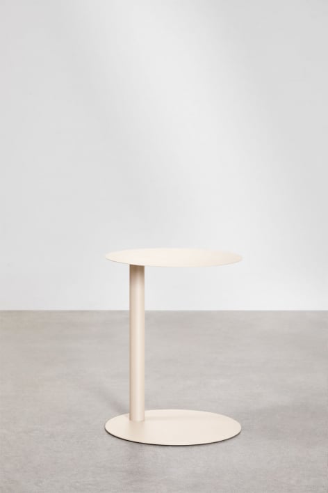 Ronde bijzettafel voor de tuin Ø40 cm van roestvrij staal Yannik - Tapioca beige