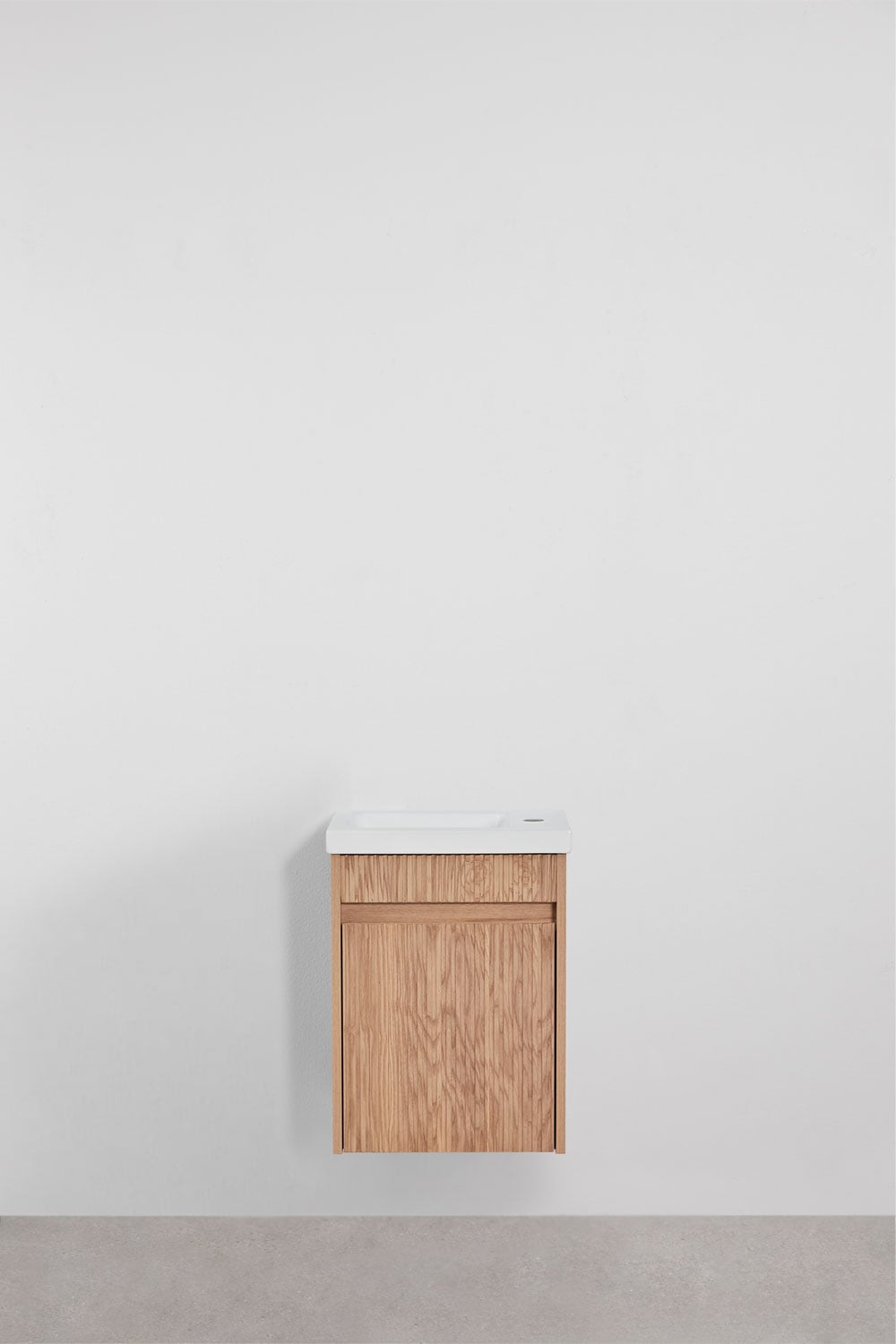 Narek zwevend houten badkamermeubelset met geïntegreerde wastafel, galerij beeld 2