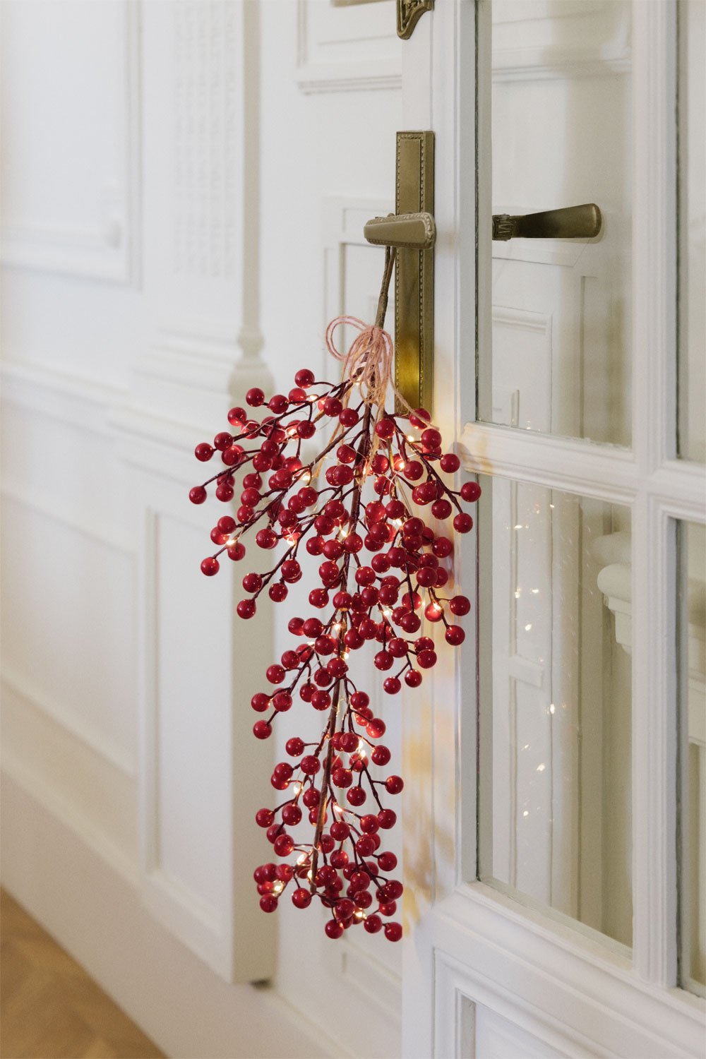 Phanya 60cm traanvormige kerstkrans met lichtjes, galerij beeld 1