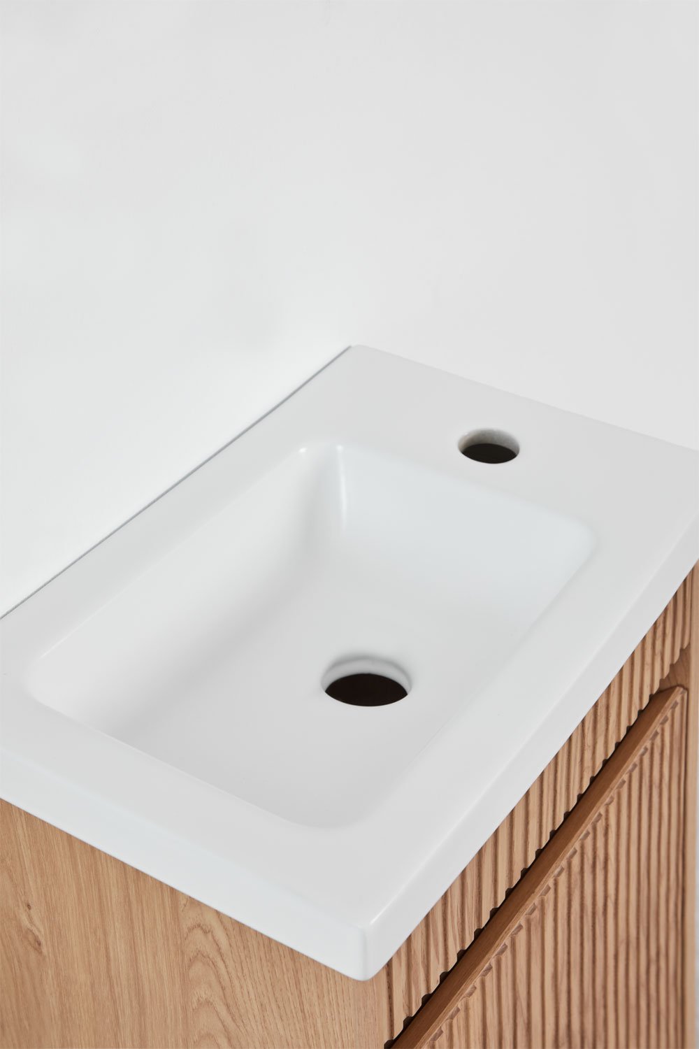 Narek zwevend houten badkamermeubelset met geïntegreerde wastafel, galerij beeld 4