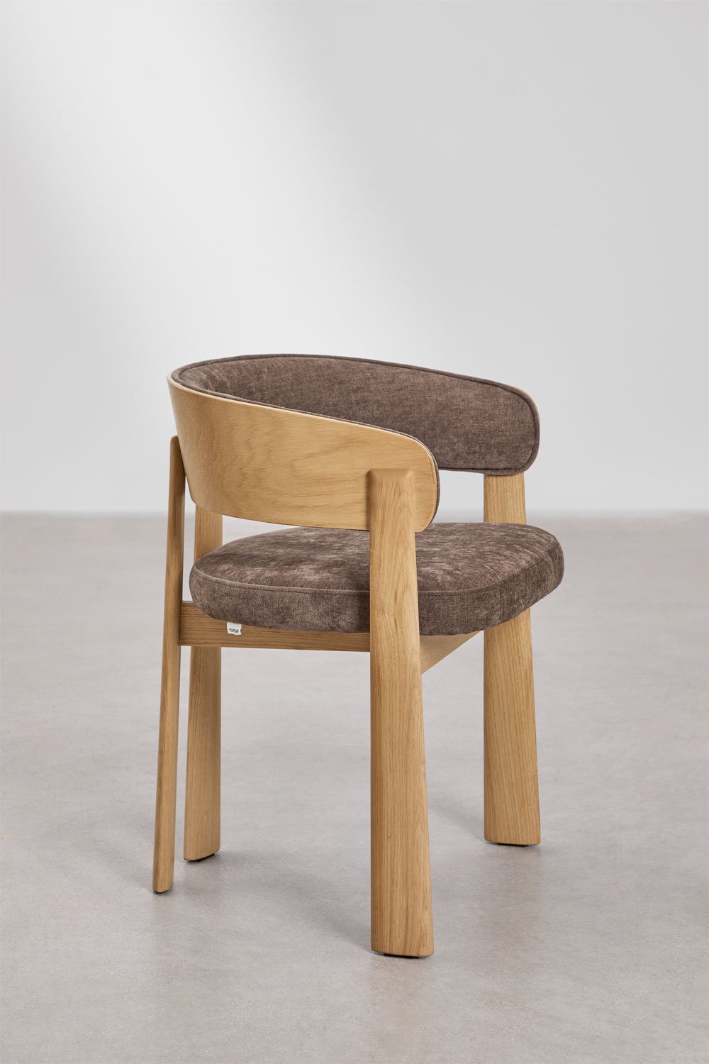 Pack van 4 eikenhouten eetkamerstoelen met bekleding Olea, galerij beeld 5