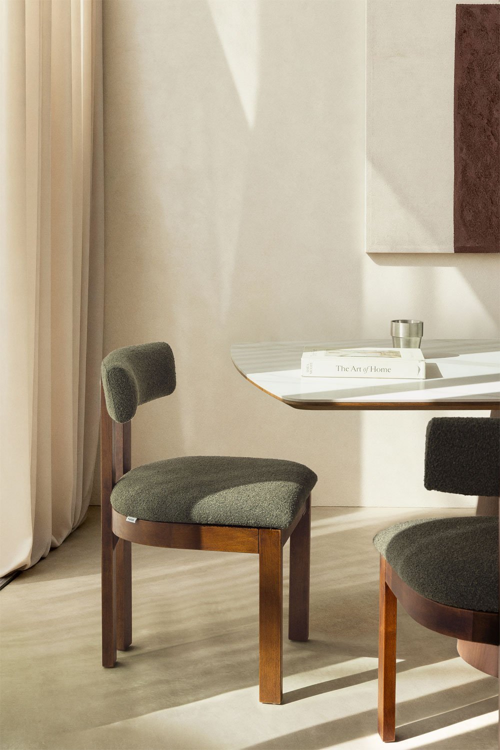 Set van 4 eetkamerstoelen in bouclé stof Argider, galerij beeld 1