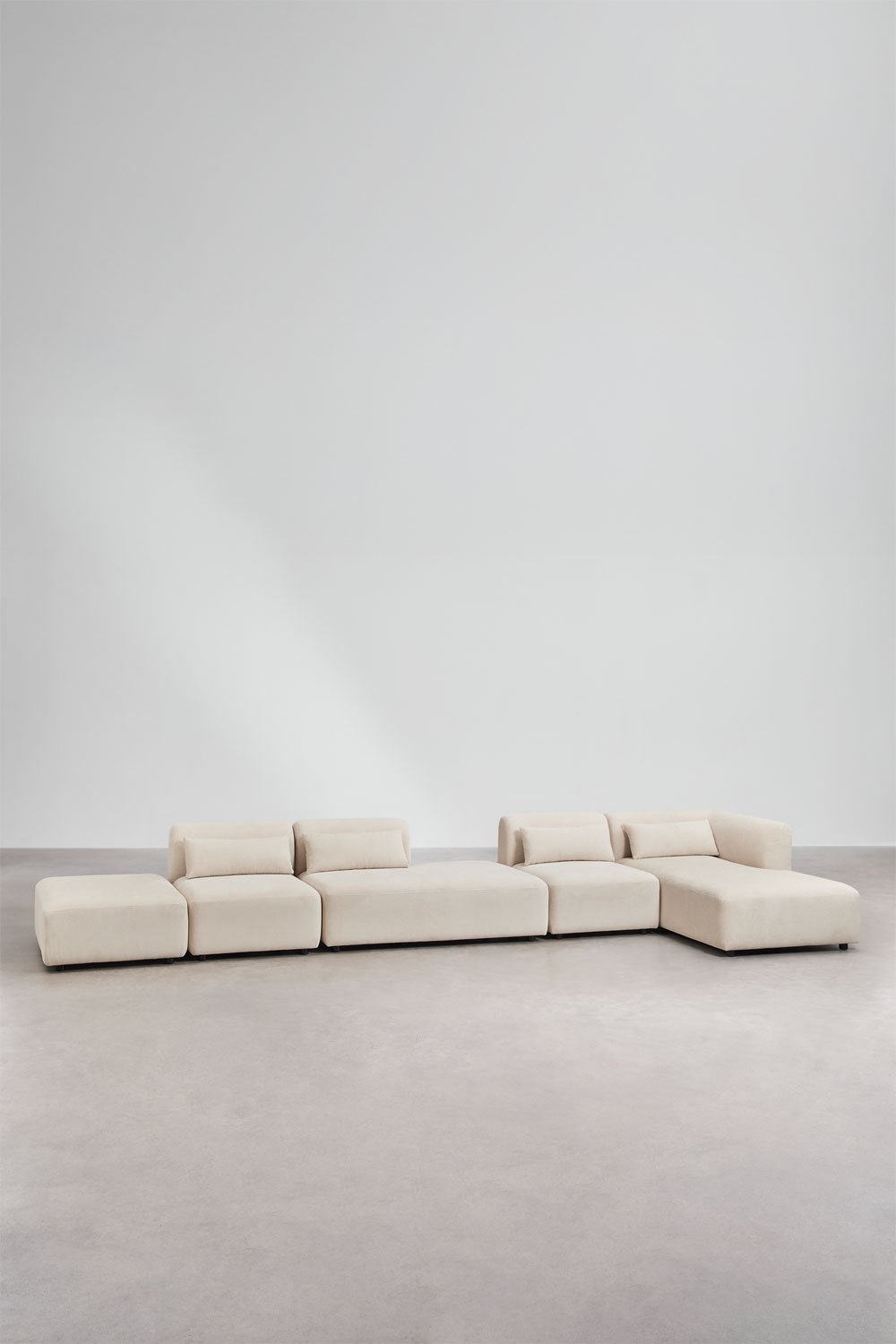 4-delige chaise longue modulaire hoekbank met chaise longue en poef Fogler, galerij beeld 1