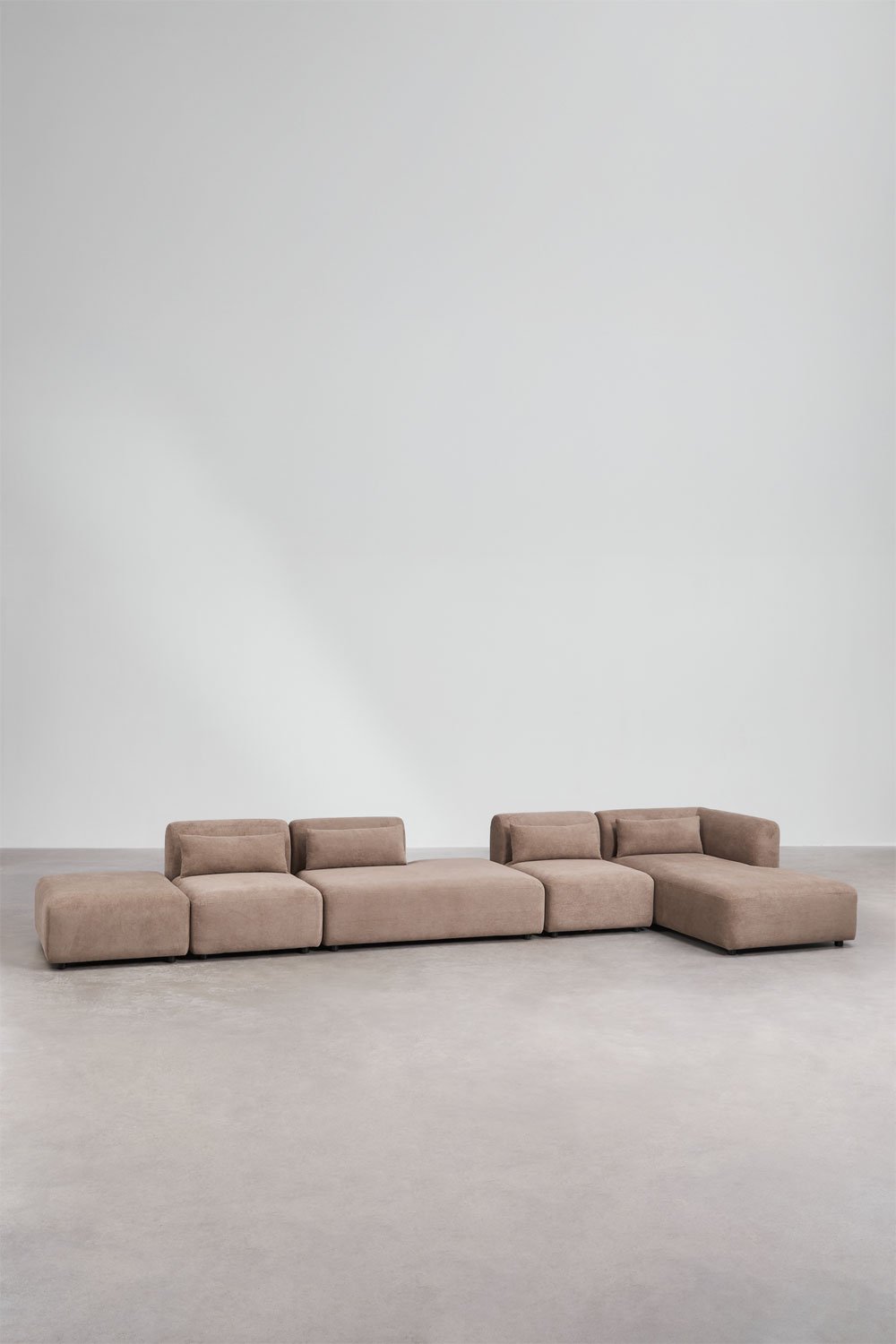 4-delige chaise longue modulaire hoekbank met chaise longue en poef Fogler, galerij beeld 1