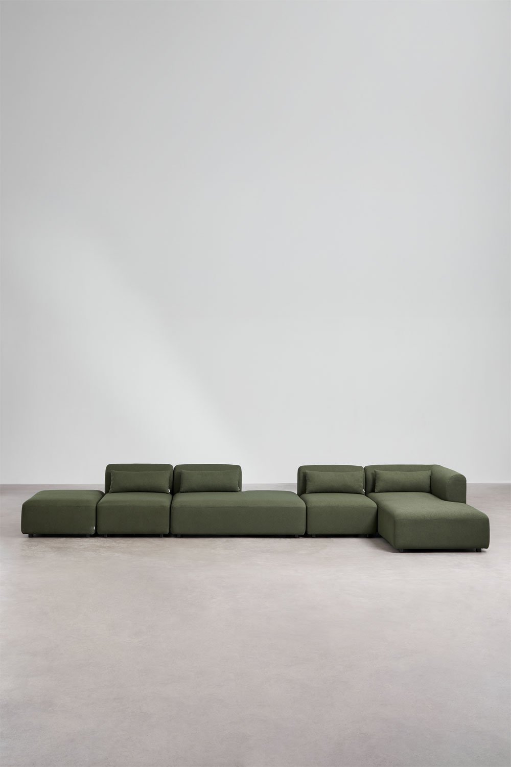 4-delige chaise longue modulaire hoekbank met chaise longue en poef Fogler, galerij beeld 3