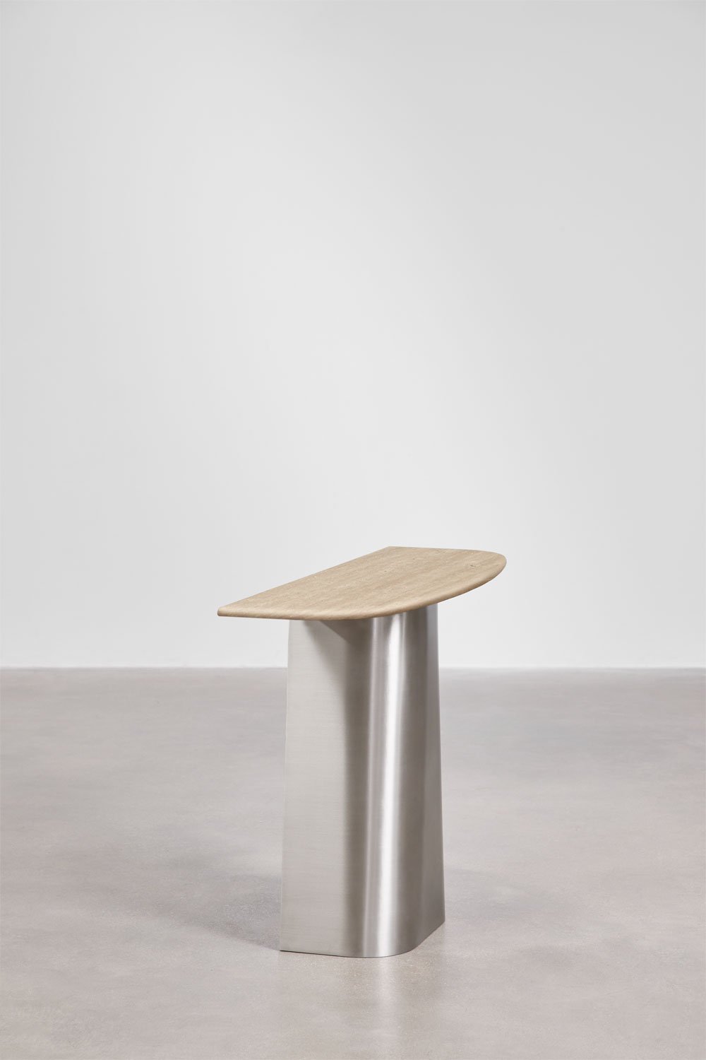 Moreila halfronde console 120x40 cm in natuursteen en roestvrij staal, galerij beeld 4