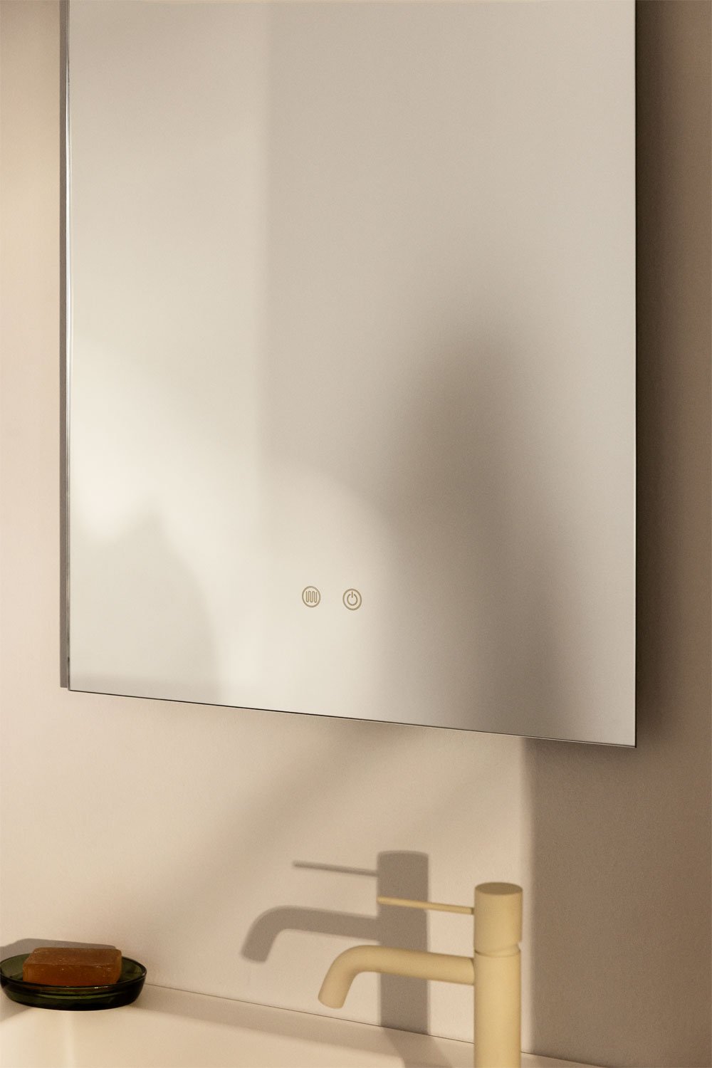 Rechthoekige wandspiegel 55x90 cm voor badkamer met LED-licht en anti-condens Riben, galerij beeld 2