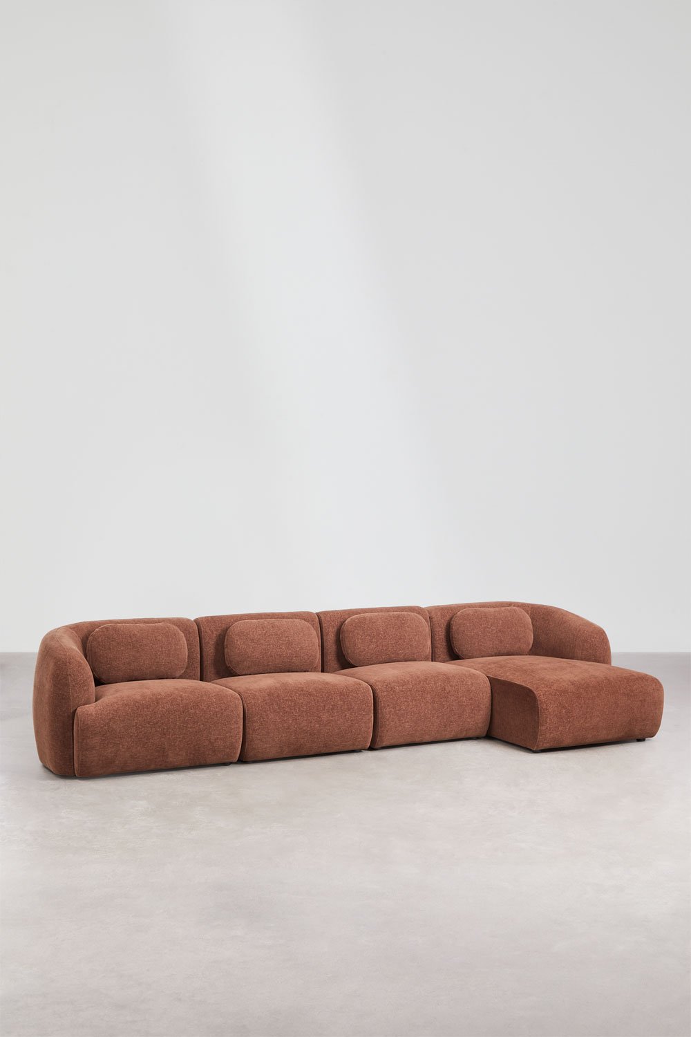 4-delige modulaire rechter chaise longue bank in chenille Coquette, galerij beeld 3