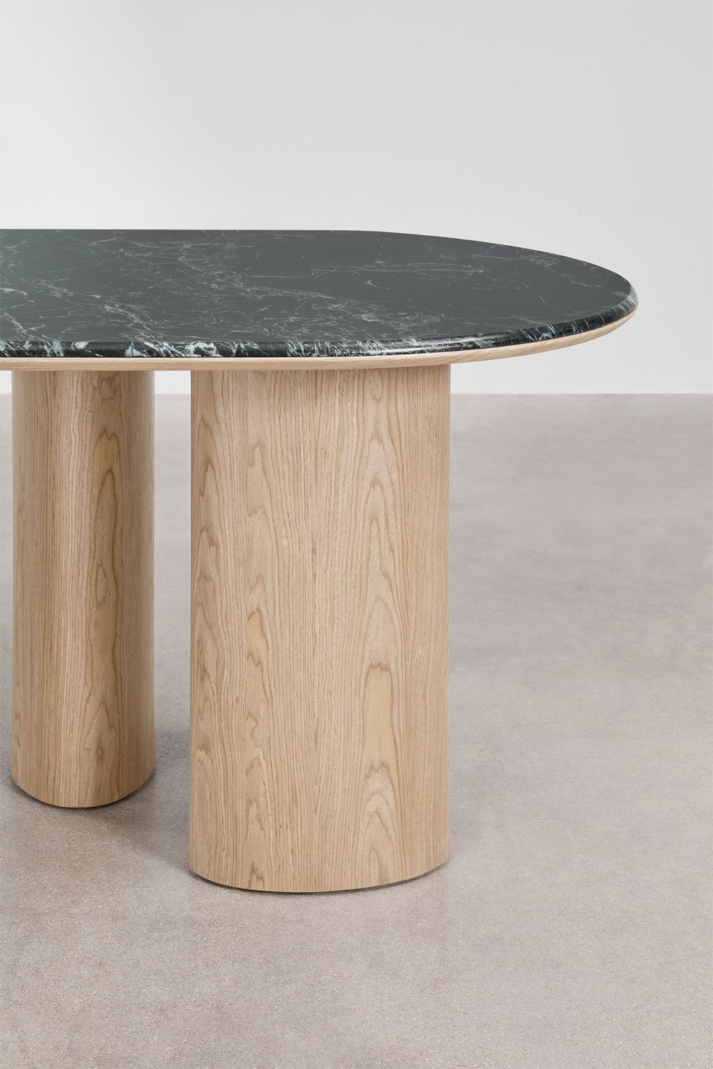 Ovalen eettafel 200x105 cm in MDF en marmer Dayana, galerij beeld 5