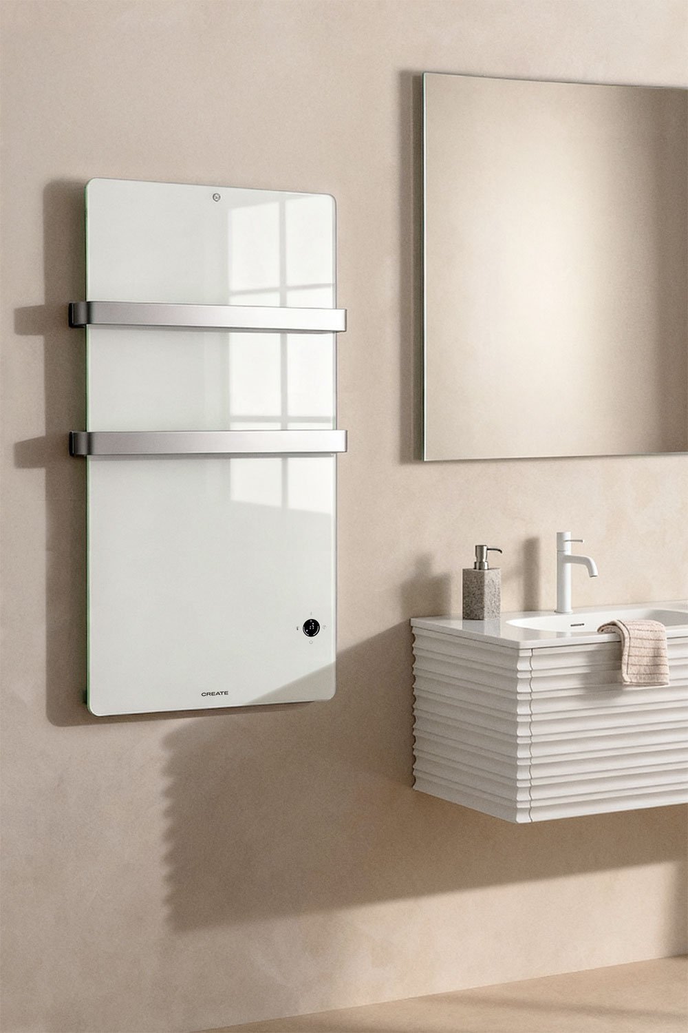 CREATE - WARM TOWEL CRYSTAL - Elektrische glazen handdoekdroger met WiFi 600W, galerij beeld 1